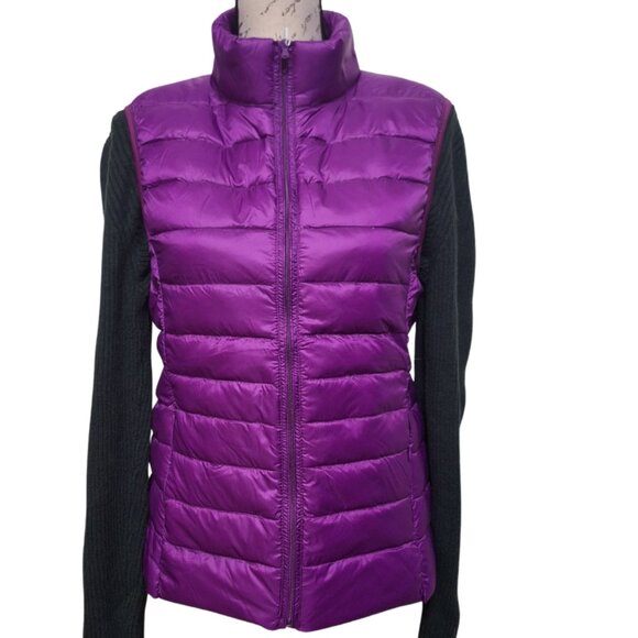 New Womens Packable Micro Quilted Down Hiking Vest Purple XL - Outerwear Fall - Picture 2 of 11